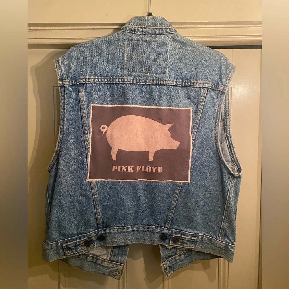 Vintage Levi’s Denim Pink Floyd Vest - Picture 1 of 4